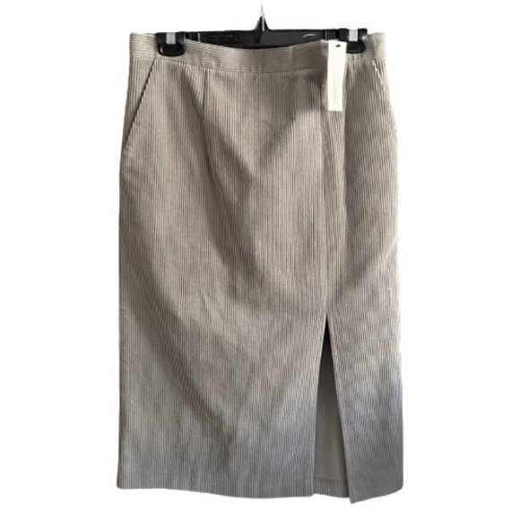2/$40 NWT Oak + Fort corduroy light gray midi pencil skirt M - Picture 1 of 14
